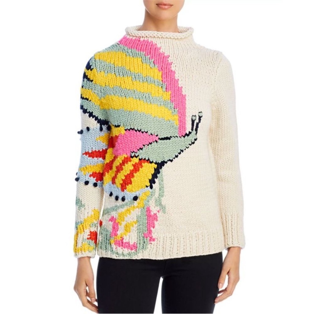 TORY BURCH BUTTERFLY WOOL SWEATER SIZE S/M $595 - Picture 2 of 9